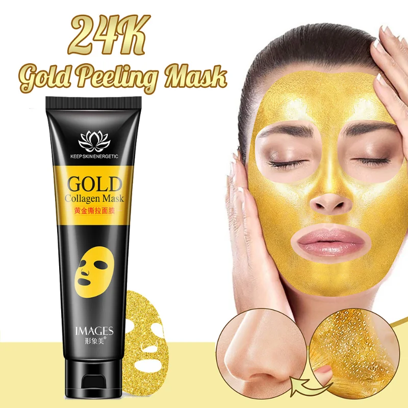 

24k Gold Collagen Against Black Dots Facial Mask Blackhead Remover Peel off mask Skin Care Product Deep Cleansing Peeling Mask