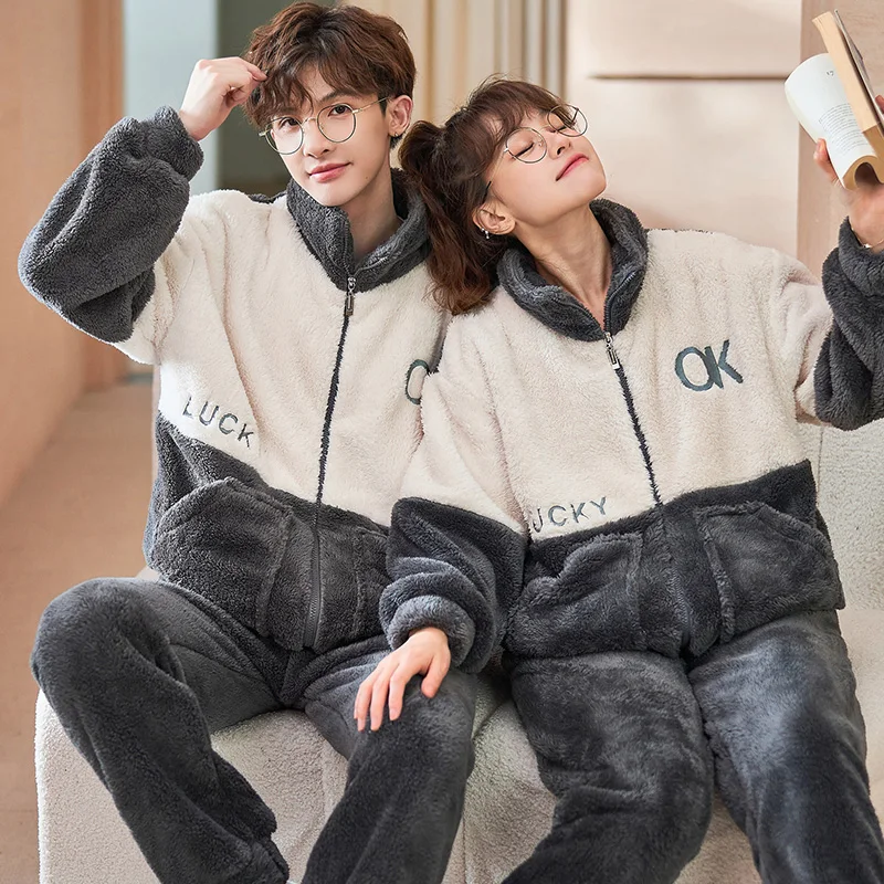 QUHENG 2022 Flannel Pajamas Women for Men Set Autumn Winter Thick Warm Letter Zipper Pijamas Home Clothes Suits Pyjama Sleepwear
QUHENG 2022 Flannel Pajamas Women for Men Set Autumn Winter Thick Warm Letter Zipper Pijamas Home Clothes Suits Pyjama Sleepwear