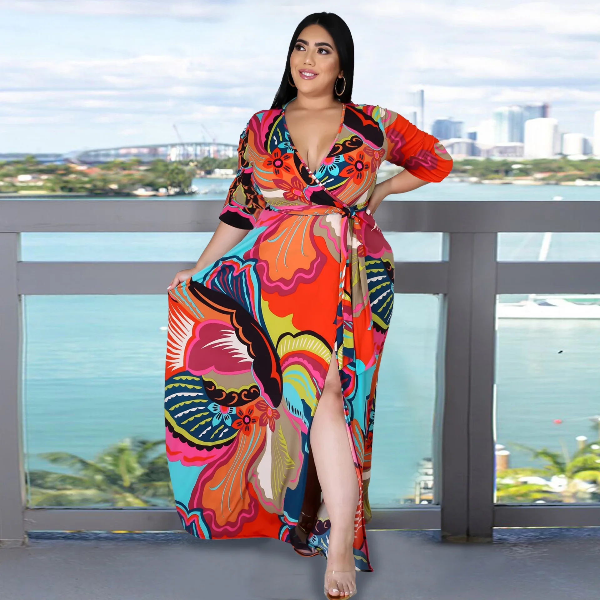 Plus Size Print Maxi Dress Women V Neck Half Sleeve Club Party Loose Dress Women Clothing
Plus Size Print Maxi Dress Women V Neck Half Sleeve Club Party Loose Dress Women Clothing