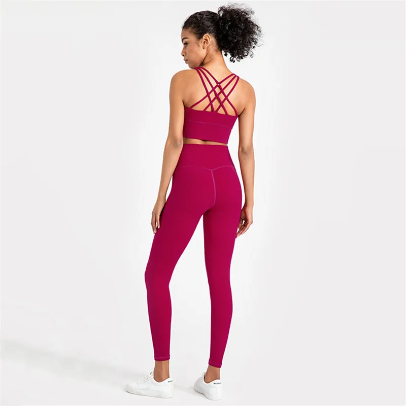 Solid Color Soft Women Fitness Yoga Set Tight Cross Sports Bra Top Yoga Legging Two Piec Suit Workout Clothing For Gym Sportwear
Solid Color Soft Women Fitness Yoga Set Tight Cross Sports Bra Top Yoga Legging Two Piec Suit Workout Clothing For Gym Sportwear