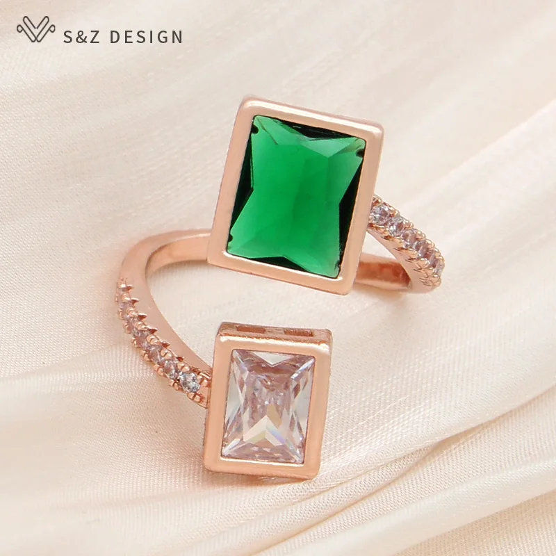 S&Z DESIGN New Fashion 585 Rose Gold Rectangle Cubic Zirconia Rings Resizable For Women Wedding Party Jewelry Elegant Gift
S&Z DESIGN New Fashion 585 Rose Gold Rectangle Cubic Zirconia Rings Resizable For Women Wedding Party Jewelry Elegant Gift