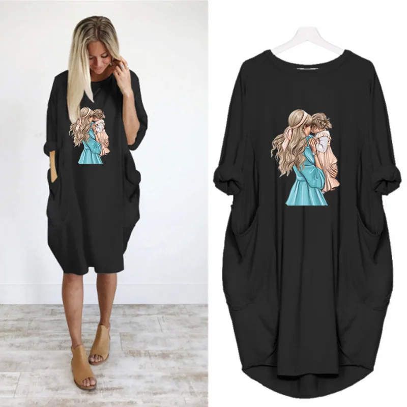 Mother Child Print Summer Dresses Women Big Pockets 2022 Summer Dress Loose Long Sleeve O Neck Casual Midi Dress Casual Clothes
Mother Child Print Summer Dresses Women Big Pockets 2022 Summer Dress Loose Long Sleeve O Neck Casual Midi Dress Casual Clothes