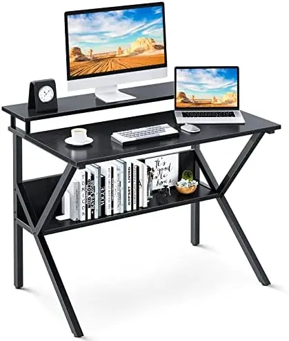 

Desk, 27.5 Inch Small Computer Desk for Small Spaces, Compact Desk with Storage, Tiny Desk Study Desk with Monitor Stand for Hom