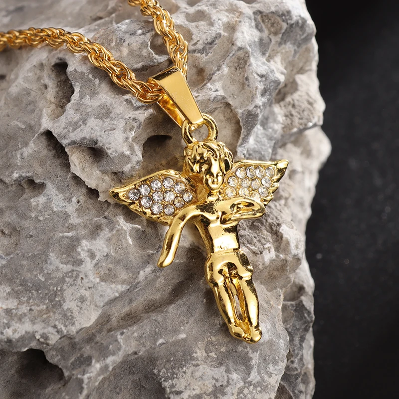 Men's Women's New Fashion Classic Metal Inlaid Crystal Angel and Prayer Hand Pendant Necklace Jewelry Gift
Men's Women's New Fashion Classic Metal Inlaid Crystal Angel and Prayer Hand Pendant Necklace Jewelry Gift