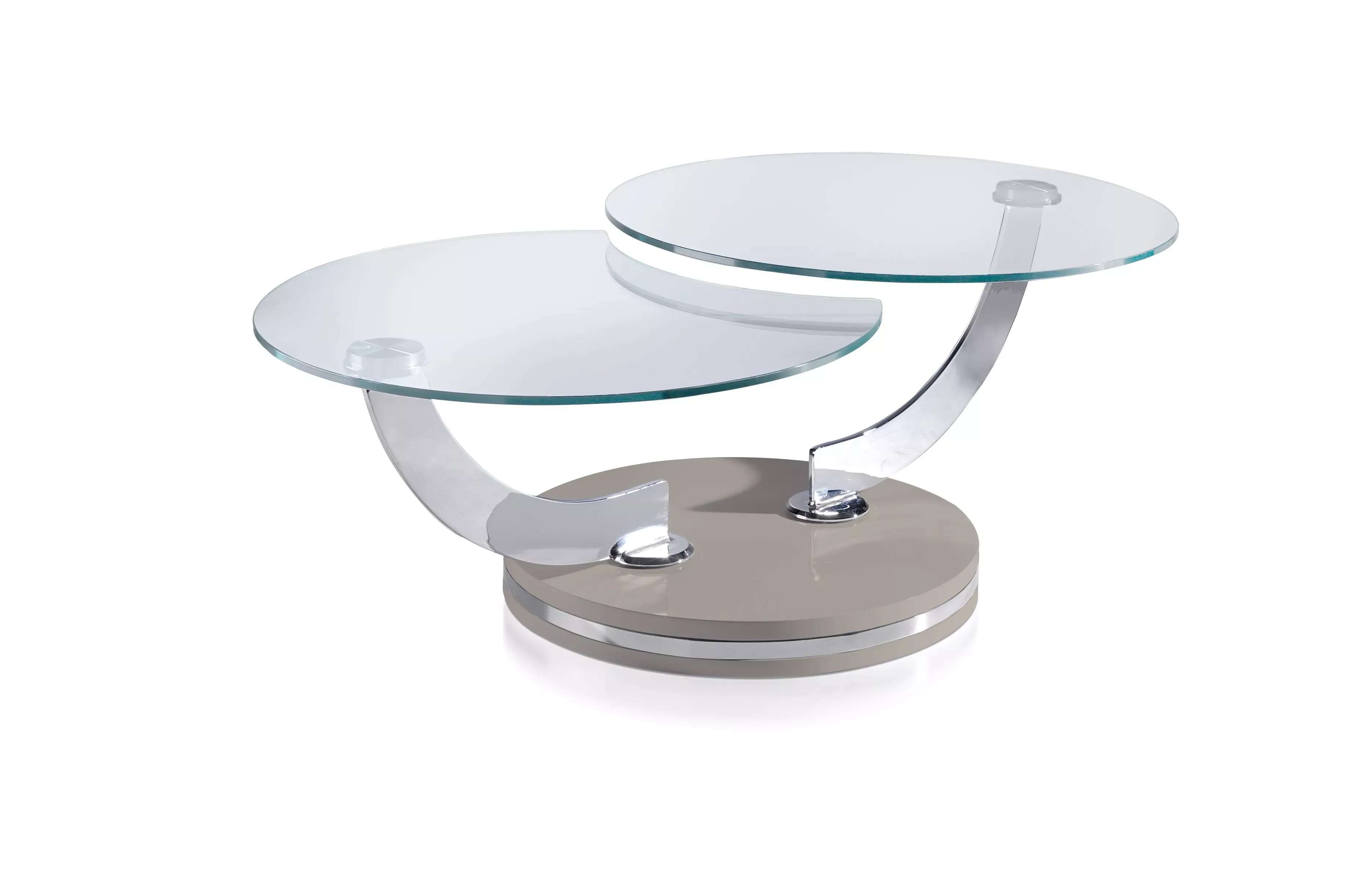 2011 Angel Cerdá coffee table with fixed tempered glass lids with curved chrome stainless steel swivel arms. Base in DM lacquer
2011 Angel Cerdá coffee table with fixed tempered glass lids with curved chrome stainless steel swivel arms. Base in DM lacquer