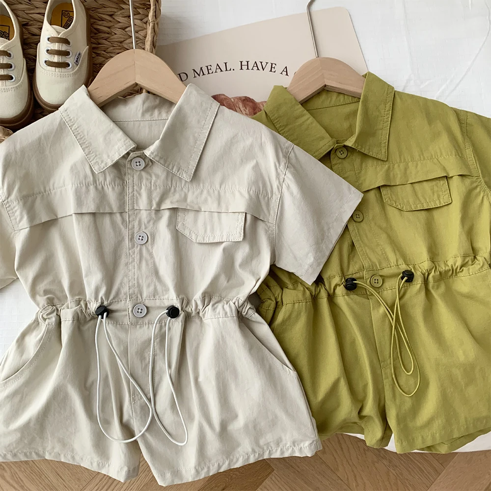 Korea Fashion Children Girl Jumpsuit Toddler Kids Solid Turn Down Collar Pocket Pant Playsuit Summer Kids Clothes One Piece
Korea Fashion Children Girl Jumpsuit Toddler Kids Solid Turn Down Collar Pocket Pant Playsuit Summer Kids Clothes One Piece