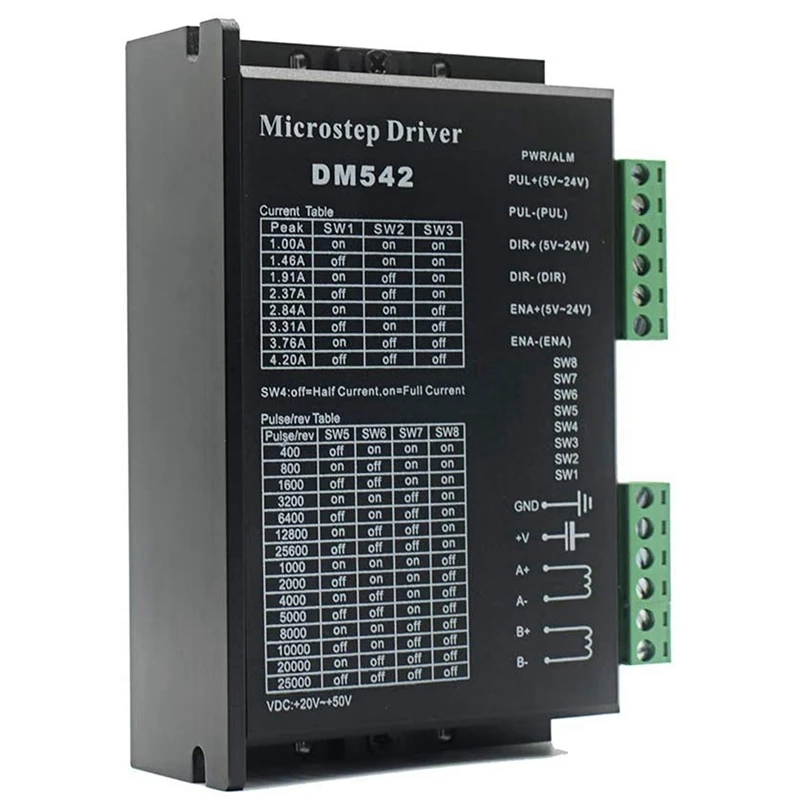 

Цифровой микрошаговый драйвер с ЧПУ DM542, контроллер шагового двигателя, 2-фазный цифровой драйвер 20-50 В постоянного тока, макс. А