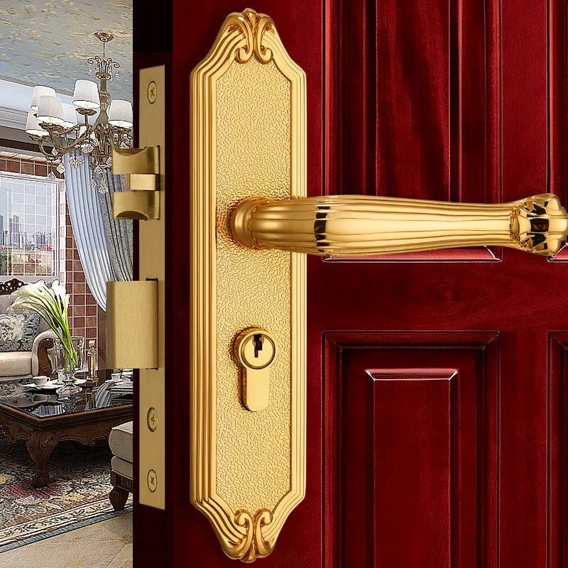

Дверной замок, Современная латунная Золотая панельная ручка для интерьера, из массива дерева, розовое золото, для спальни, книжной комнаты, кухни, деревянный