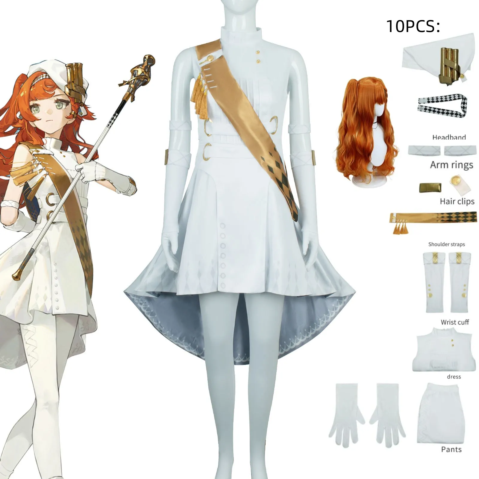 Game Reverse:1999 Sonetto Cosplay Costume Wig Women's White Dress Uniform Accessory Halloween Anime Carnival Outfit
Game Reverse:1999 Sonetto Cosplay Costume Wig Women's White Dress Uniform Accessory Halloween Anime Carnival Outfit