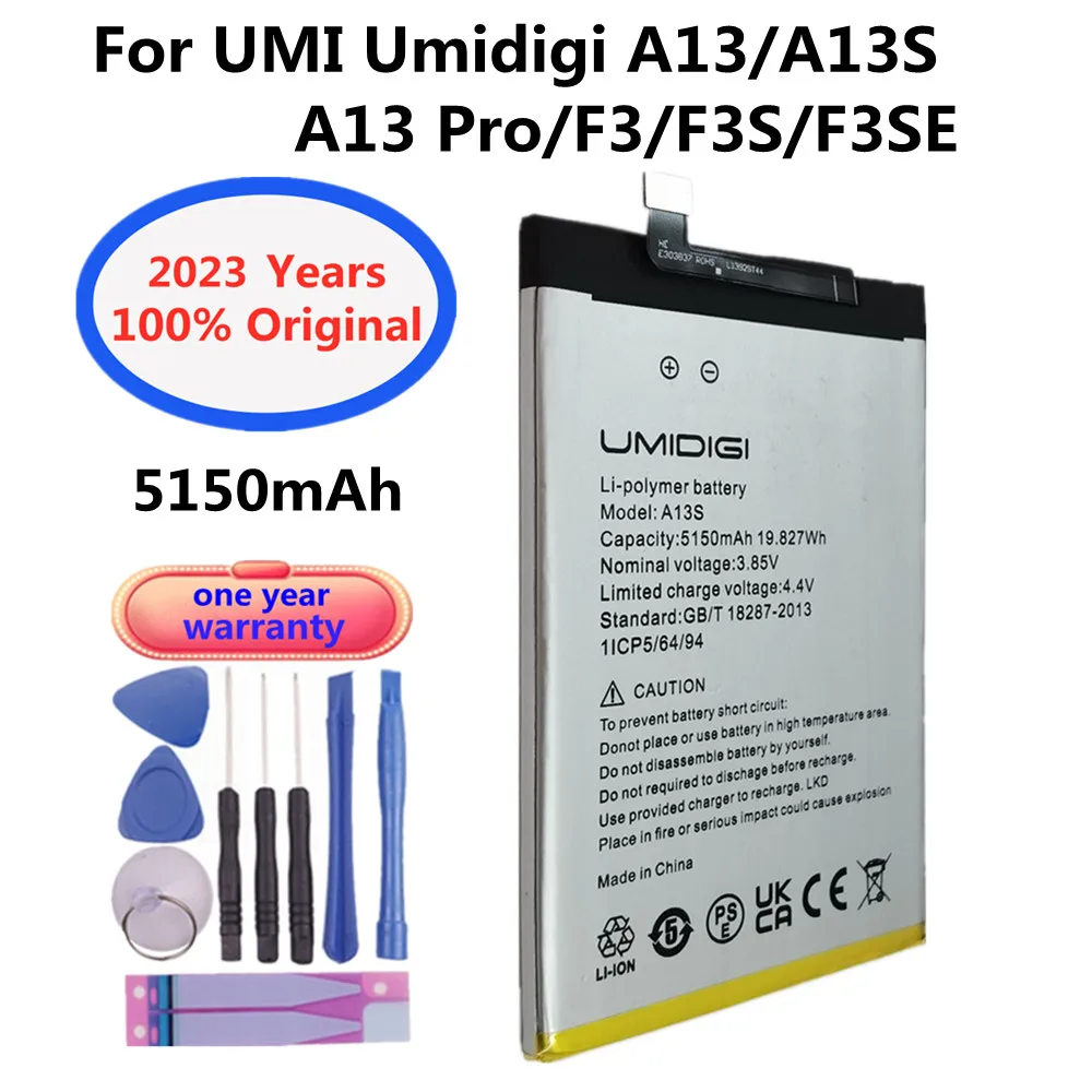 

2023 год новый 100% Оригинальный аккумулятор для UMI Umidigi A13 / A13 Pro A13S F3 F3S F3SE аккумулятор для телефона 5150 мАч высокое качество батарея