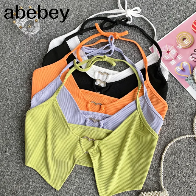 Sexy Halter Backless Slim Crop Tops Design Fashion Irregular Club Party Tops Summer Y2K Off Shoulder Slim Short Camis 
Sexy Halter Backless Slim Crop Tops Design Fashion Irregular Club Party Tops Summer Y2K Off Shoulder Slim Short Camis