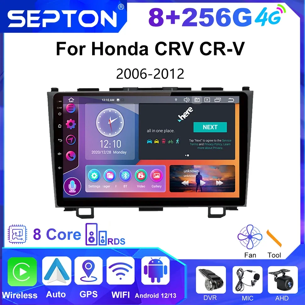 Автомобильный стерео радио SEPTON для Honda CRV CR-V 2006-2012 мультимедийный видеоплеер CarPlay