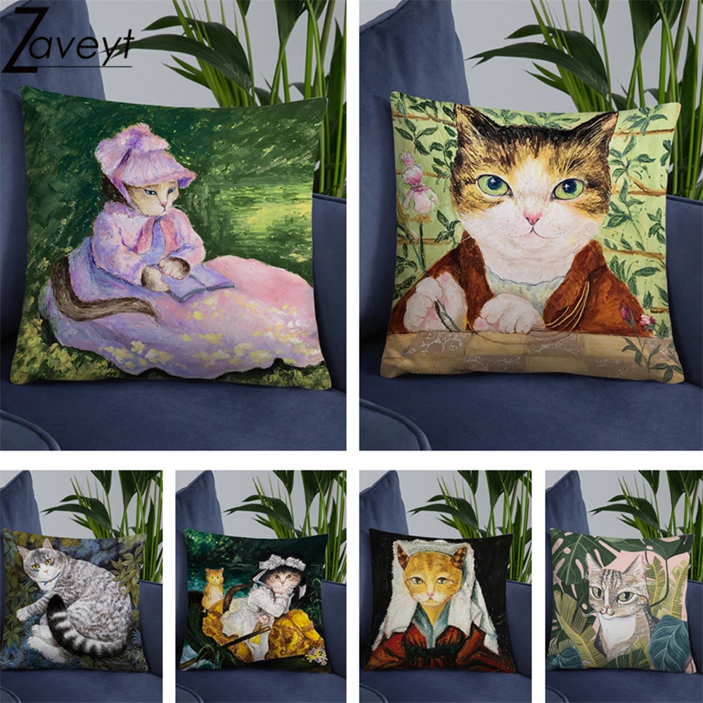Europe Vintage Oil Painting Style Throw Cushion Cover 45x45cm Cute Animal Cat Tropical Plant Print Pillowcase Home Sofa Decor
Europe Vintage Oil Painting Style Throw Cushion Cover 45x45cm Cute Animal Cat Tropical Plant Print Pillowcase Home Sofa Decor