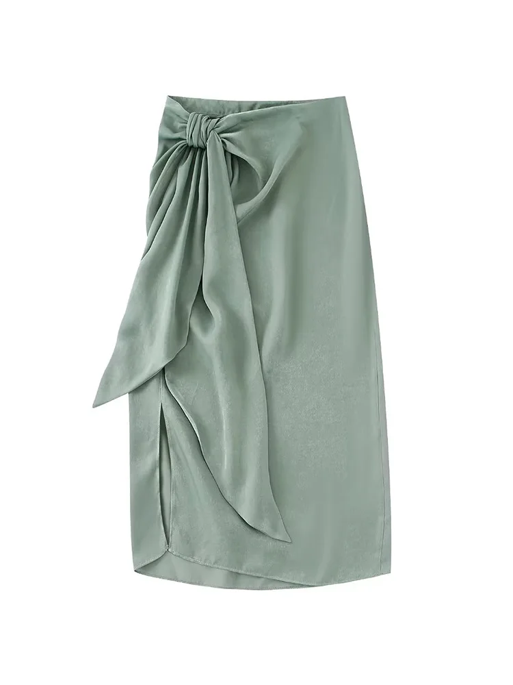 ZAA The New Summer 2022 Women's Chic Elegant Knot Side Zipper High Quality Satin Texture Under The Slit Retro Casual Skirt
ZAA The New Summer 2022 Women's Chic Elegant Knot Side Zipper High Quality Satin Texture Under The Slit Retro Casual Skirt