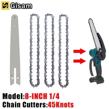 8 Inch Chainsaw Guide Bar And Saw Chain Set 45 Drive Link Electric Saw 1/4P for Brushless Electric Saw Wood Cutter Spare Chain