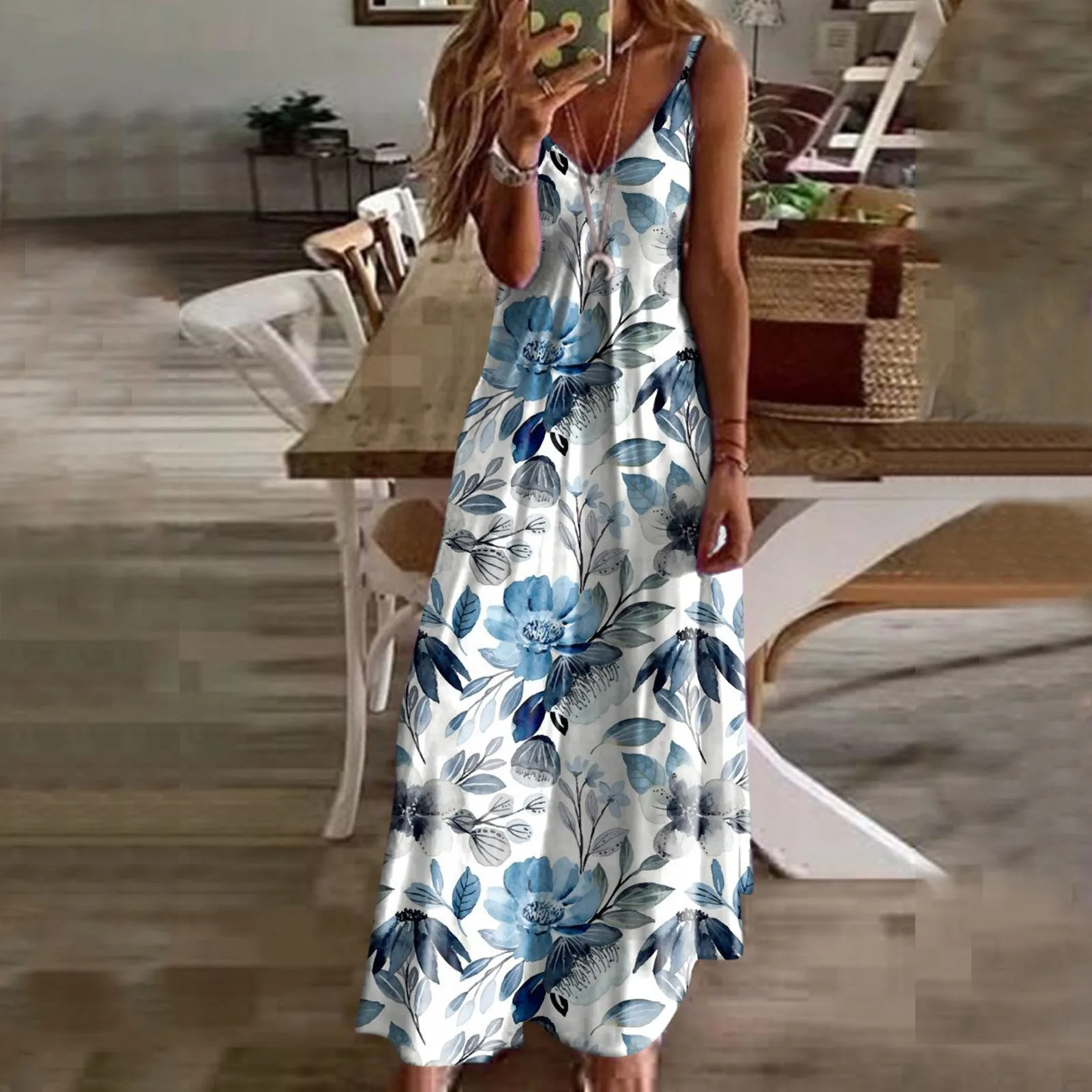 Women Sexy Deep V-neck Midi Dress Summer Beach Sundress Printed Sleeveless Casual Daliy Boho Long Maxi Dress Vestidos De Verano
Women Sexy Deep V-neck Midi Dress Summer Beach Sundress Printed Sleeveless Casual Daliy Boho Long Maxi Dress Vestidos De Verano