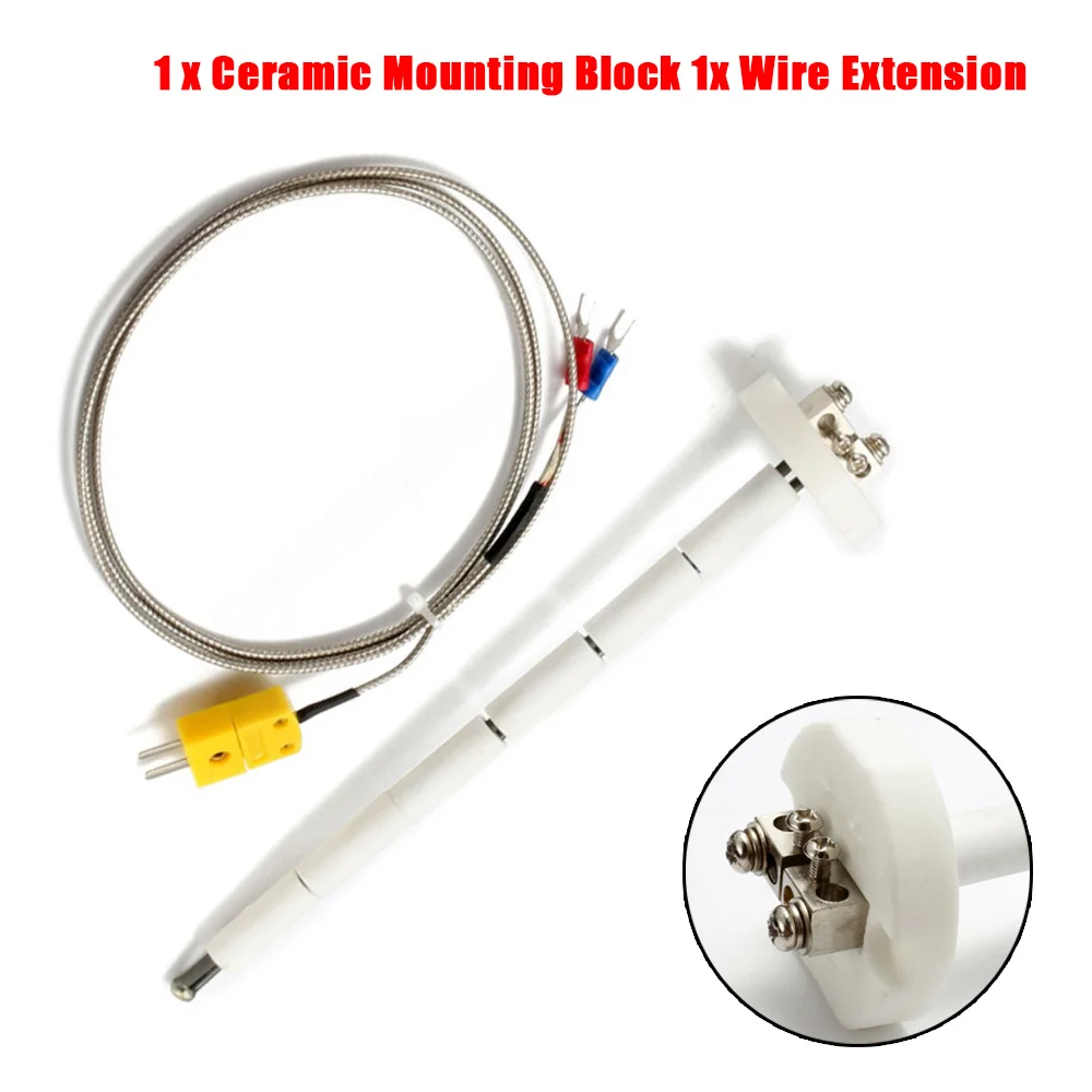 K-Type Thermocouple Block Ceramic Kiln Probe 2372/1300 Degree F/C 11G High Tool Ceramic Mounting Block With 1M Wire Extension
K-Type Thermocouple Block Ceramic Kiln Probe 2372/1300 Degree F/C 11G High Tool Ceramic Mounting Block With 1M Wire Extension