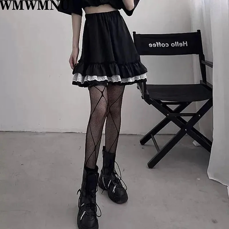 Womens Harajuku Fairy Punk Rock Black Pleated Skirt Japanese Lolita Streetwear kawaii Gothic Lace Ruffle Mini Skirts
Womens Harajuku Fairy Punk Rock Black Pleated Skirt Japanese Lolita Streetwear kawaii Gothic Lace Ruffle Mini Skirts
