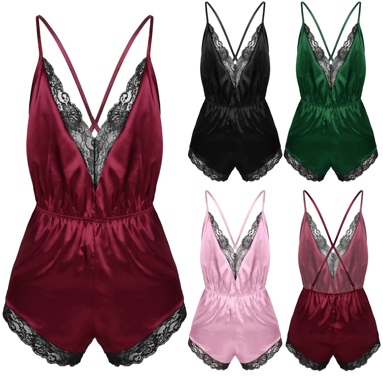 Mens Male Underwear Jumpsuit Lingerie Adjustable Spaghetti Strap Lace Trimmed Jumpsuit Satin V-neck Pajamas Sleepwear Nightwear
Mens Male Underwear Jumpsuit Lingerie Adjustable Spaghetti Strap Lace Trimmed Jumpsuit Satin V-neck Pajamas Sleepwear Nightwear