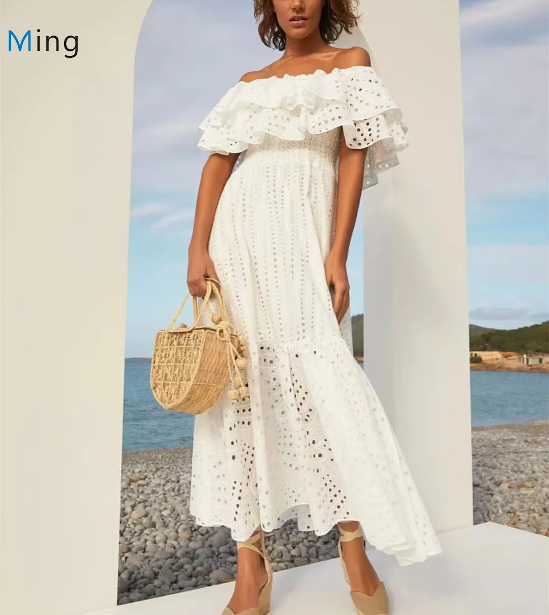 Women Ruffles Slash Neck Temperament High Waist Hollow Out Embroidery Bohemian Long Dress
Women Ruffles Slash Neck Temperament High Waist Hollow Out Embroidery Bohemian Long Dress