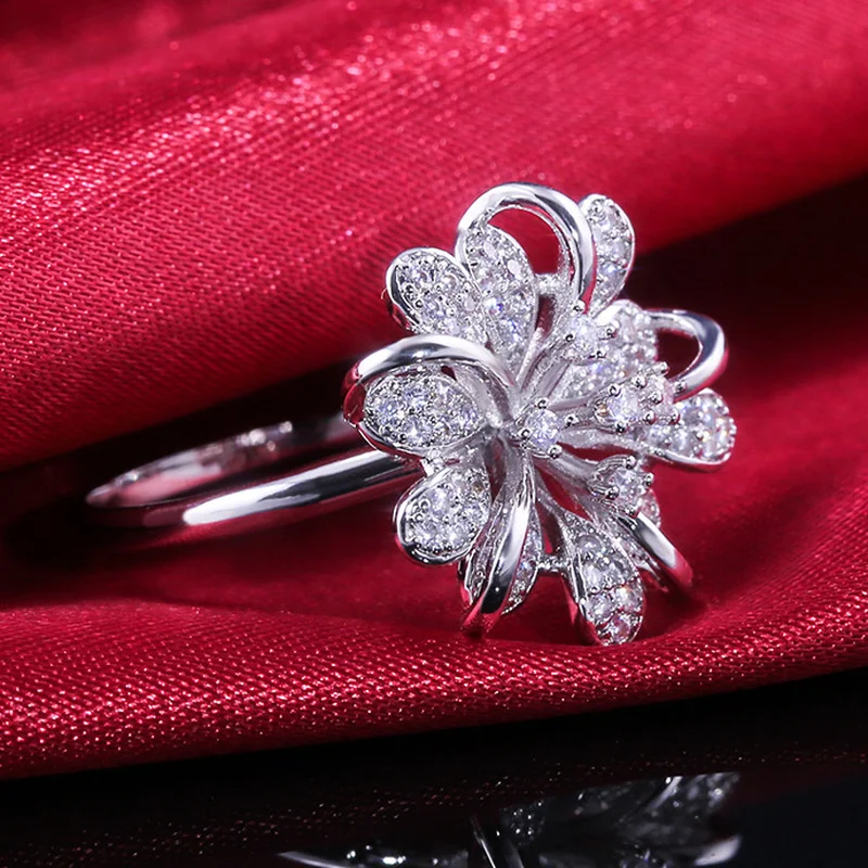 Flower Ring Band For Girl Romantic Cute Brilliant Elegant Snow Flower Flake Shaped With Cubic Zircon Stone Women Rings
Flower Ring Band For Girl Romantic Cute Brilliant Elegant Snow Flower Flake Shaped With Cubic Zircon Stone Women Rings