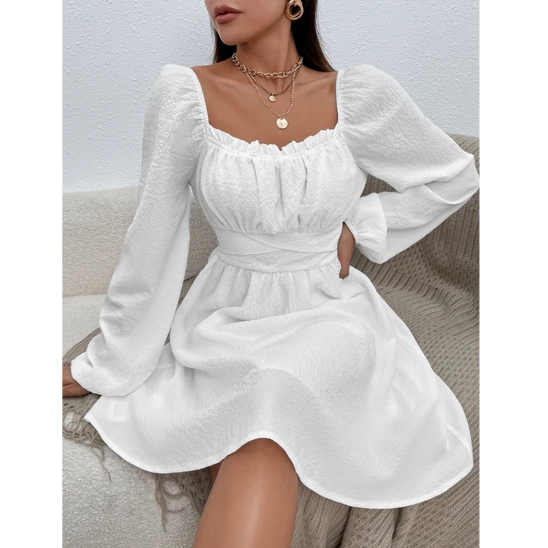 Early Autumn Pullover Square Neck Long Sleeve High Waist Lace A-line Skirt Temperament Commuter Women Midi Dress Casual Office 
Early Autumn Pullover Square Neck Long Sleeve High Waist Lace A-line Skirt Temperament Commuter Women Midi Dress Casual Office