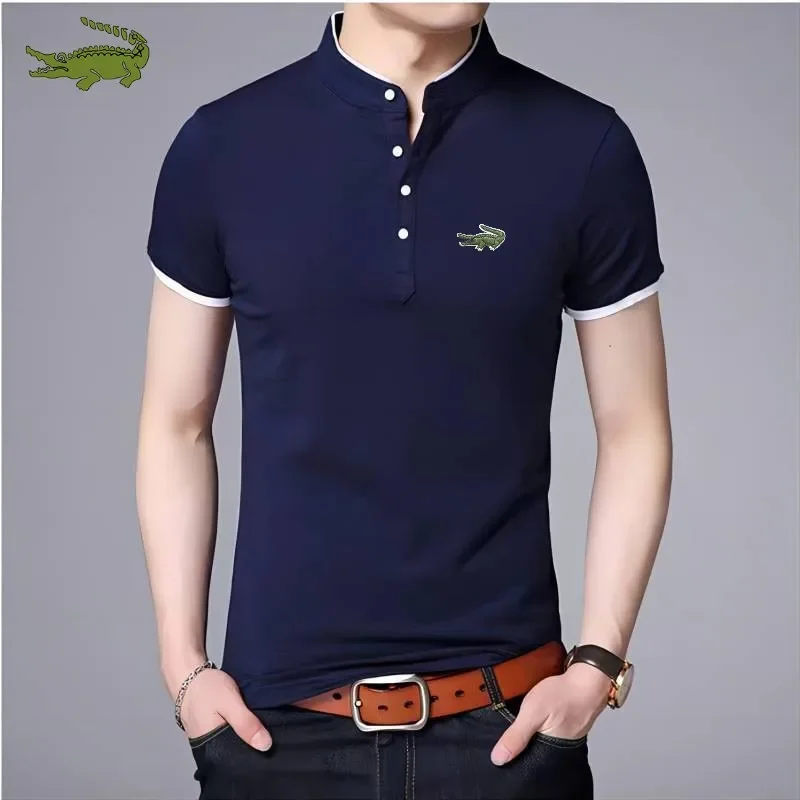 

New Summer Men's Short Sleeve T-shirt Slim Fit Standing Collar POLO Shirt Half Sleeve Casual Comfortable Wearing Clothes for Men