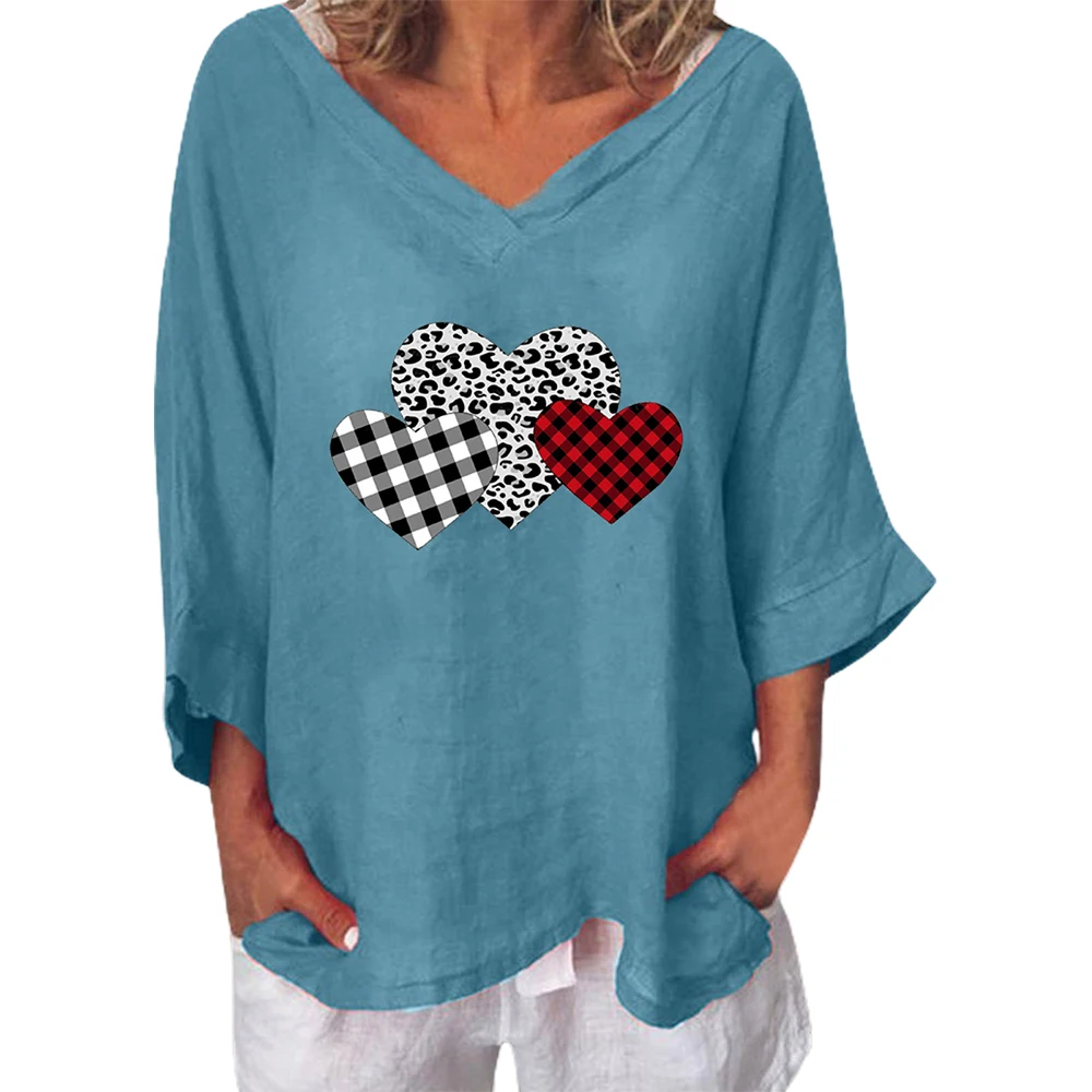 Plus Size Womens Valentine's Day T-Shirt Heart Print V-Neck 3/4 Sleeve Pullover Shirt Casual Baggy Blouse Top Fashion Clothes
Plus Size Womens Valentine's Day T-Shirt Heart Print V-Neck 3/4 Sleeve Pullover Shirt Casual Baggy Blouse Top Fashion Clothes