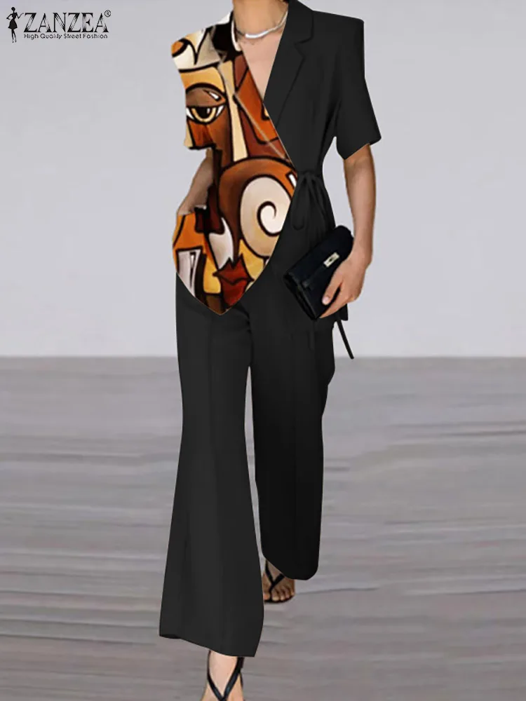 ZANZEA Summer Blazer Sets Women Chic Short Sleeve Tops Suits 2022 Casual Maxi Wide Leg Pant Suit Oversized Elegant Printed 2PCS
ZANZEA Summer Blazer Sets Women Chic Short Sleeve Tops Suits 2022 Casual Maxi Wide Leg Pant Suit Oversized Elegant Printed 2PCS