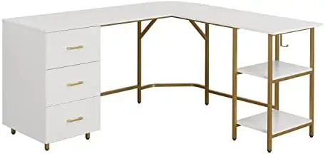 Shaped Desk - Two-Toned Computer Desk with Drawers & Storage Shelves - Simple Modern Furniture & Home Office Space Corne
Shaped Desk - Two-Toned Computer Desk with Drawers & Storage Shelves - Simple Modern Furniture & Home Office Space Corne