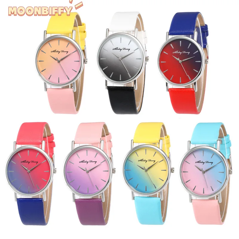 

New Ladies Casual Gradient Ramp Clock 2 Color Watchstrap Luxury Women Watches Female Quartz Wristwatches Feminino Zegarek Damski