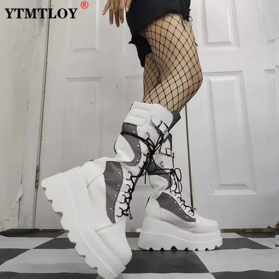 2022 Autumn Winter Sale Punk Halloween Witch Cosplay Platform High Wedges Heels Black Gothic Calf Boots Women Shoes Big Size 43
2022 Autumn Winter Sale Punk Halloween Witch Cosplay Platform High Wedges Heels Black Gothic Calf Boots Women Shoes Big Size 43