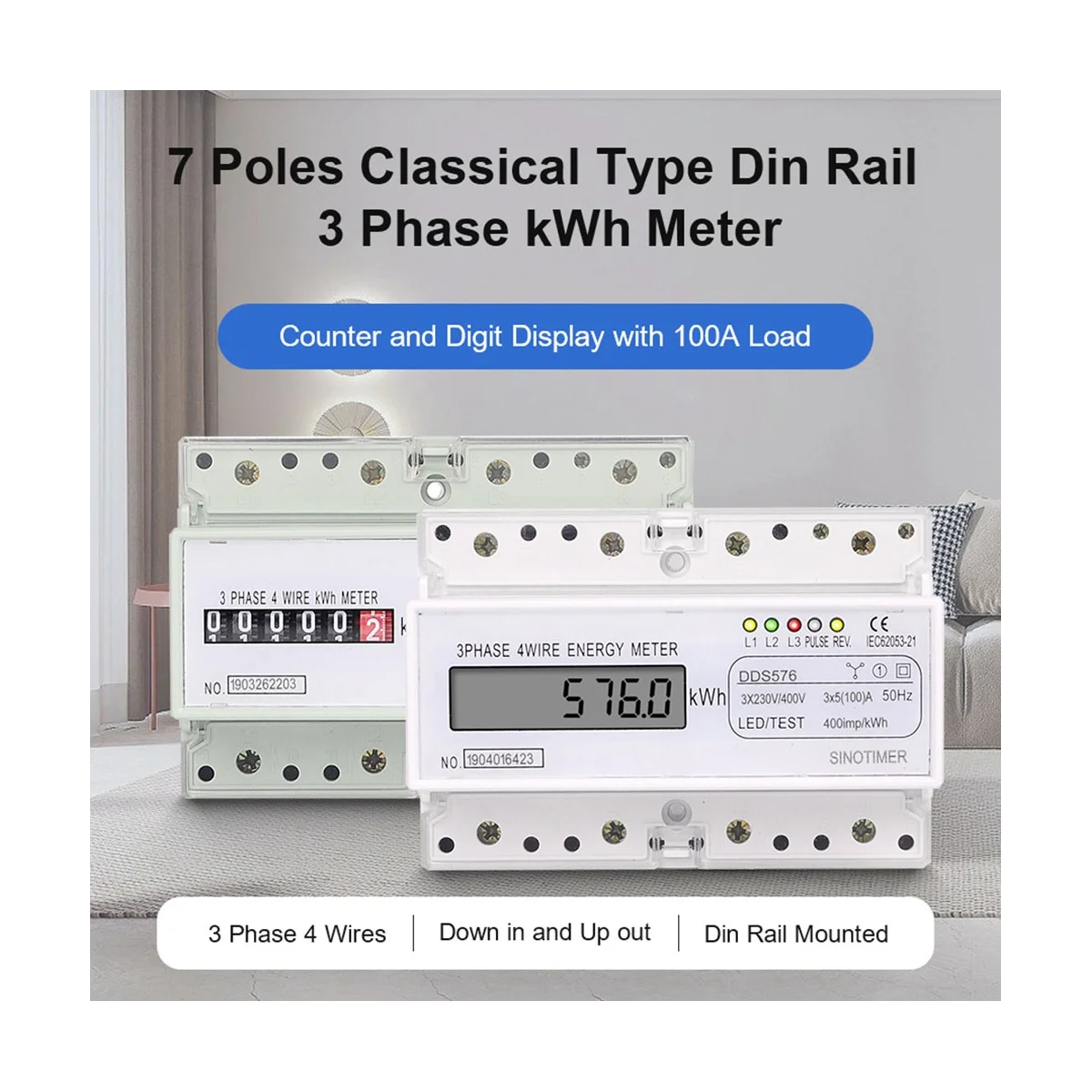 Three Phase 4 Wires Digital Power Electric Electricity Meter KWh Power Consumption Monitor DIN Rail Mount AC 380V 400V A
Three Phase 4 Wires Digital Power Electric Electricity Meter KWh Power Consumption Monitor DIN Rail Mount AC 380V 400V A