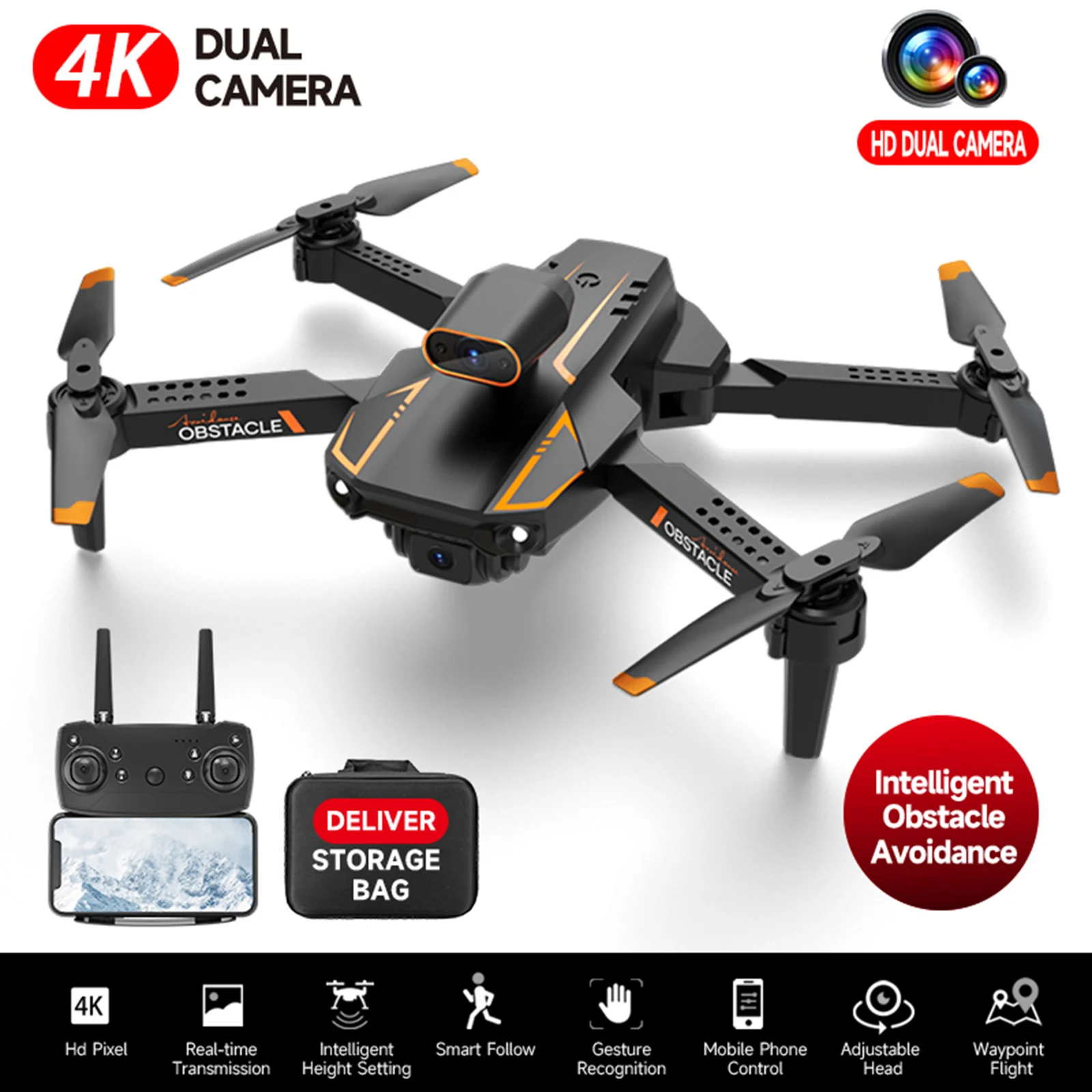 S91 4K Drone Profession Obstacle Avoidance Dual Camera RC Quadcopter Dron FPV 5G WIFI Long Range Remote Control Helicopter Toys
S91 4K Drone Profession Obstacle Avoidance Dual Camera RC Quadcopter Dron FPV 5G WIFI Long Range Remote Control Helicopter Toys