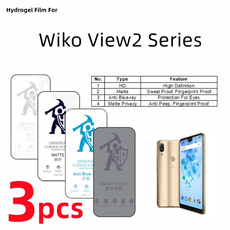 

3 шт., Гидрогелевая Защитная пленка для Wiko View2 Pro