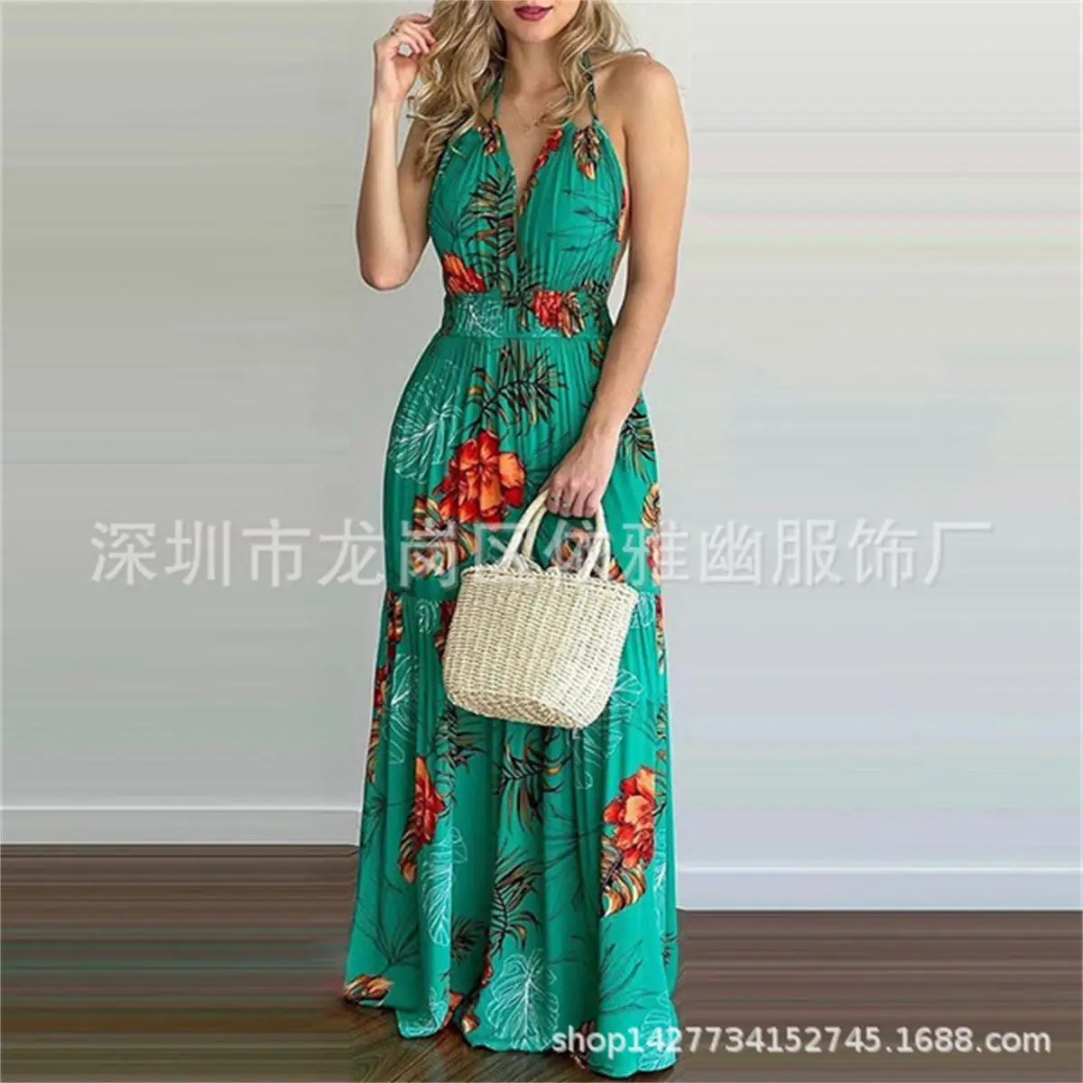 2023 Explosions European and American Summer New Printed Backless Long Dress Dress
2023 Explosions European and American Summer New Printed Backless Long Dress Dress