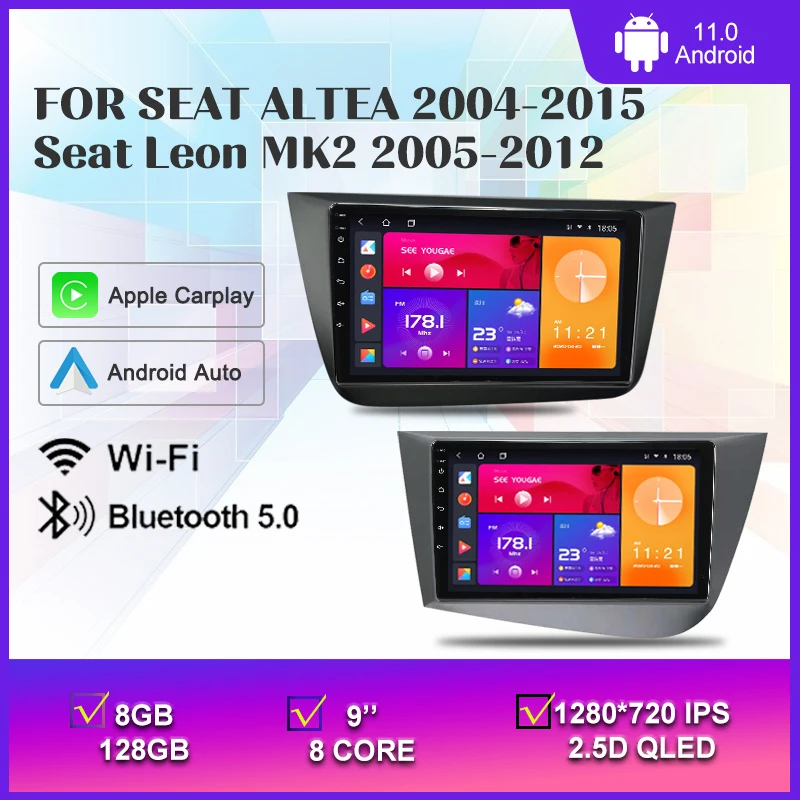 Мультимедийная магнитола 2DIN на Android 11 для Seat Altea 2004-2015 Leon MK2 2005-2012 с GPS-навигацией
Мультимедийная магнитола 2DIN на Android 11 для Seat Altea 2004-2015 Leon MK2 2005-2012 с GPS-навигацией