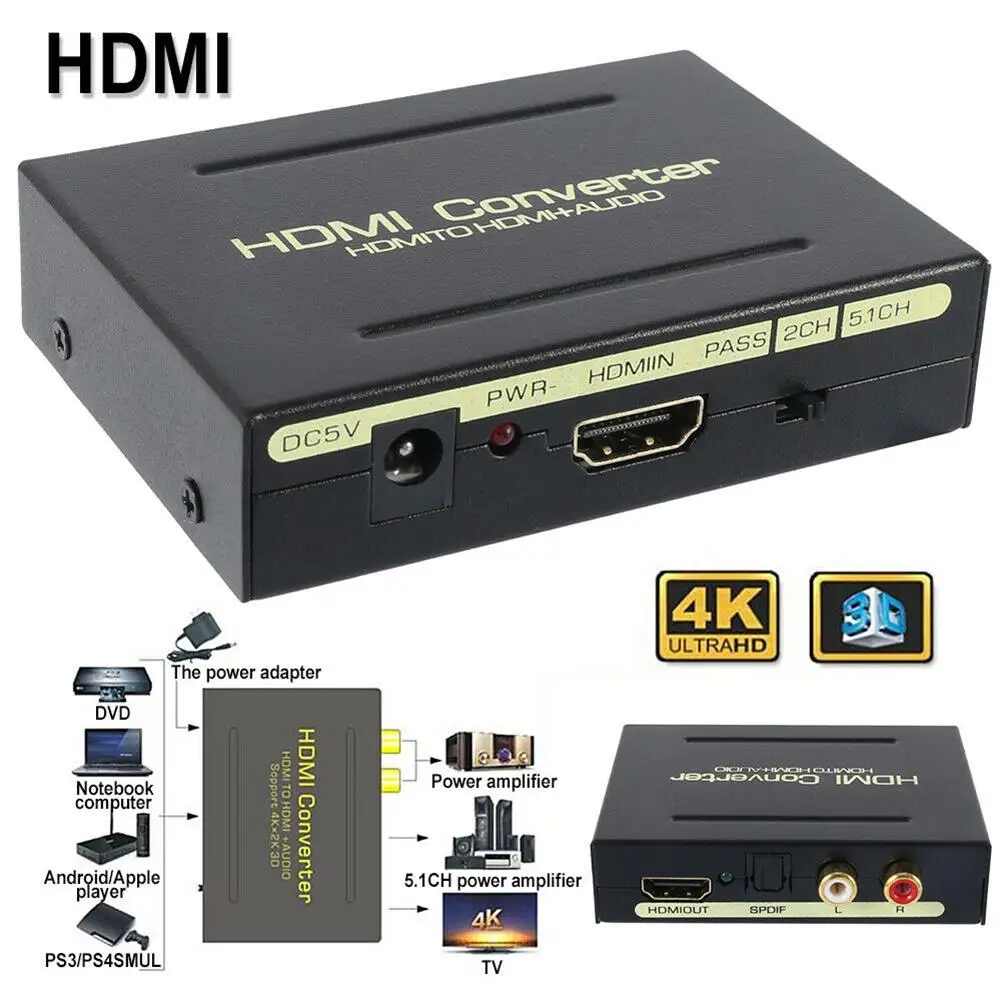 HDMI-совместимый с оптическим волокном SPDIF и R/L аналоговый аудиовыход преобразователь три аудиорежима PASS/2.0ch/5.1CH
HDMI-совместимый с оптическим волокном SPDIF и R/L аналоговый аудиовыход преобразователь три аудиорежима PASS/2.0ch/5.1CH