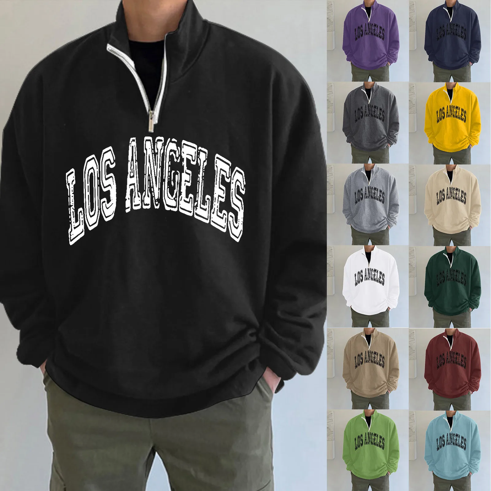 Mens Simple Casual Loose Oversize Zipper Solid Stand Collar Hoodless Pullover Sweater Coat Top Mens Lightweight Sweatshirt
Mens Simple Casual Loose Oversize Zipper Solid Stand Collar Hoodless Pullover Sweater Coat Top Mens Lightweight Sweatshirt