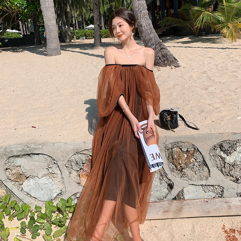 Beach Vacation Mesh Maxi Dresses For Women Summer New Square Collar Puff Sleeve Loose Oversized Sexy Party Dress Club Robes
Beach Vacation Mesh Maxi Dresses For Women Summer New Square Collar Puff Sleeve Loose Oversized Sexy Party Dress Club Robes