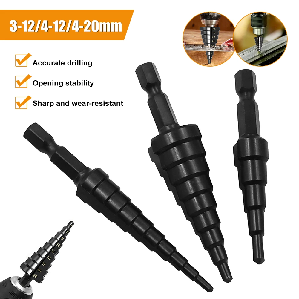 HSS Straight Groove Step Drill Bit Set Hardware Tools 3-12mm 4-12mm 4-20mm Titanium Coated Wood Metal Hole Cutter Core Drill Bit
HSS Straight Groove Step Drill Bit Set Hardware Tools 3-12mm 4-12mm 4-20mm Titanium Coated Wood Metal Hole Cutter Core Drill Bit