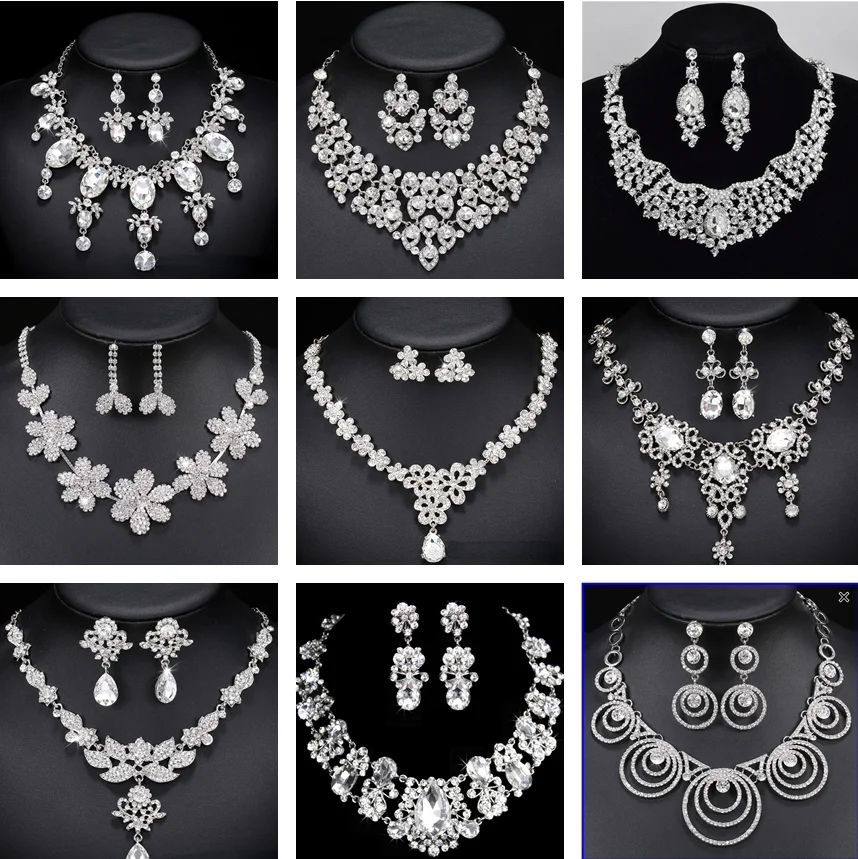 Ladies Jewelry Set Crystal Bridal Necklace Earring Set Two Piece Korean Rhinestone Zircon Necklace Wedding Clavicle Necklace
Ladies Jewelry Set Crystal Bridal Necklace Earring Set Two Piece Korean Rhinestone Zircon Necklace Wedding Clavicle Necklace
