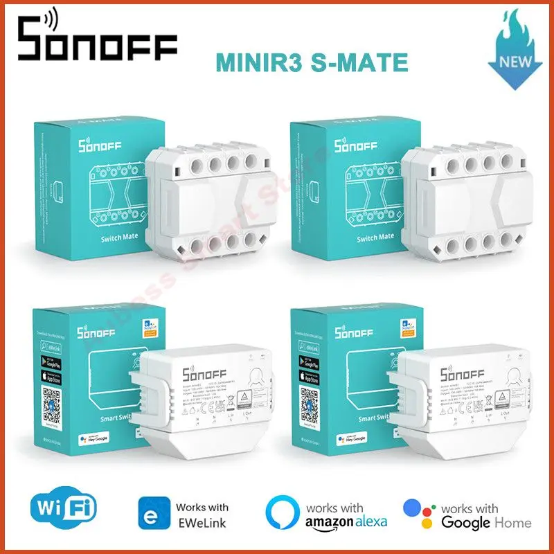 

SONOFF MiniR3 16A Wifi Smart Switch Met SMATE Schakelaar Mate Geen Neutrale Draad Works With Alexa Google Home Alice Ewelink App