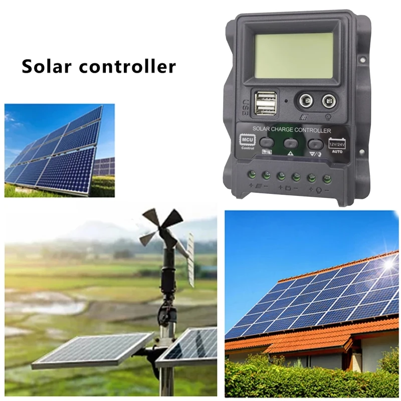 12V/24V Auto Solar Power Charging Controller LCD Current Display Dual DC Output Solar Cell Panel Charger Regulator
12V/24V Auto Solar Power Charging Controller LCD Current Display Dual DC Output Solar Cell Panel Charger Regulator