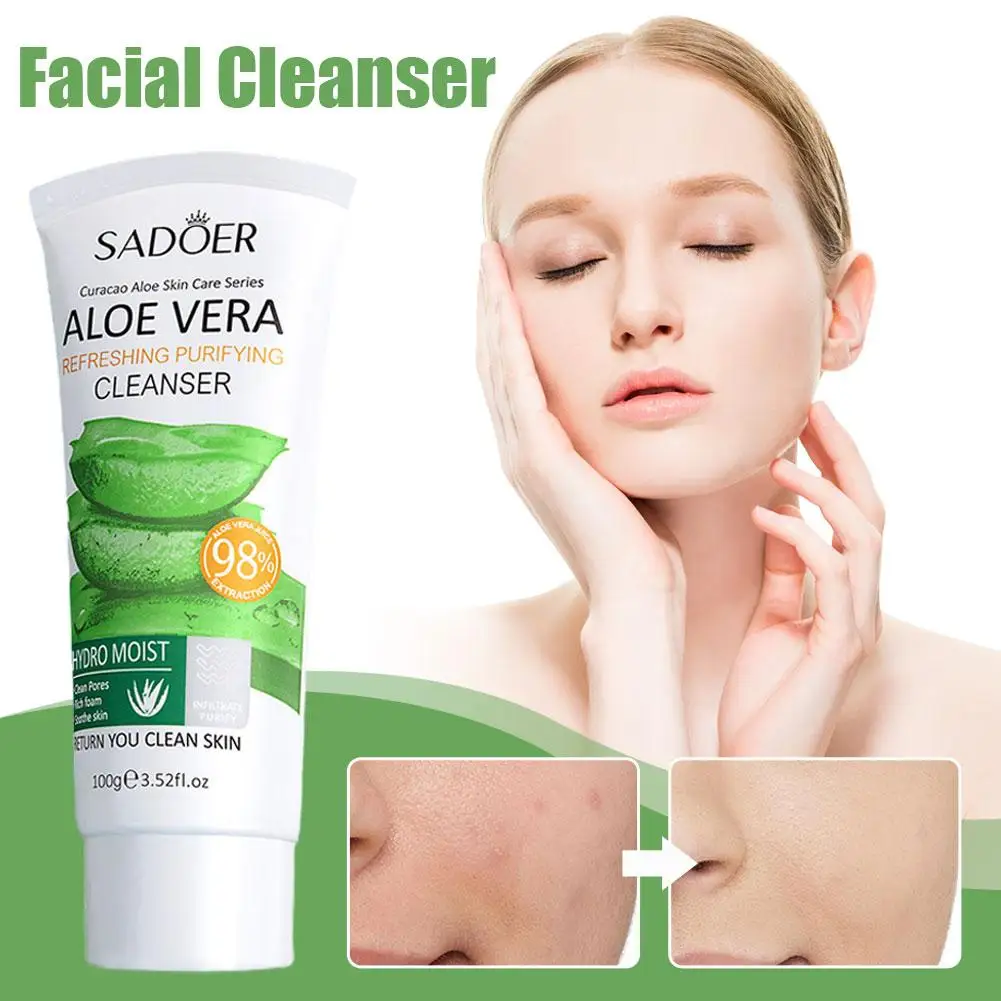 

Aloe Vera Facial Cleanser Refreshing Clear And Moisturizing Skin Hydrating Care Skin Tone Product Repair Soothe Soften Impr W4H5