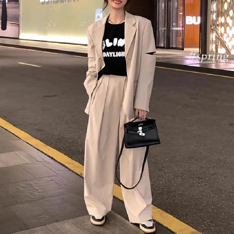 Korean Fashion Two Piece Set for Women Hollow Out Long Sleeve Suit Jacket Coat + Wide Leg Pant Office Lady Blazer 2 Piece Outfit
Korean Fashion Two Piece Set for Women Hollow Out Long Sleeve Suit Jacket Coat + Wide Leg Pant Office Lady Blazer 2 Piece Outfit