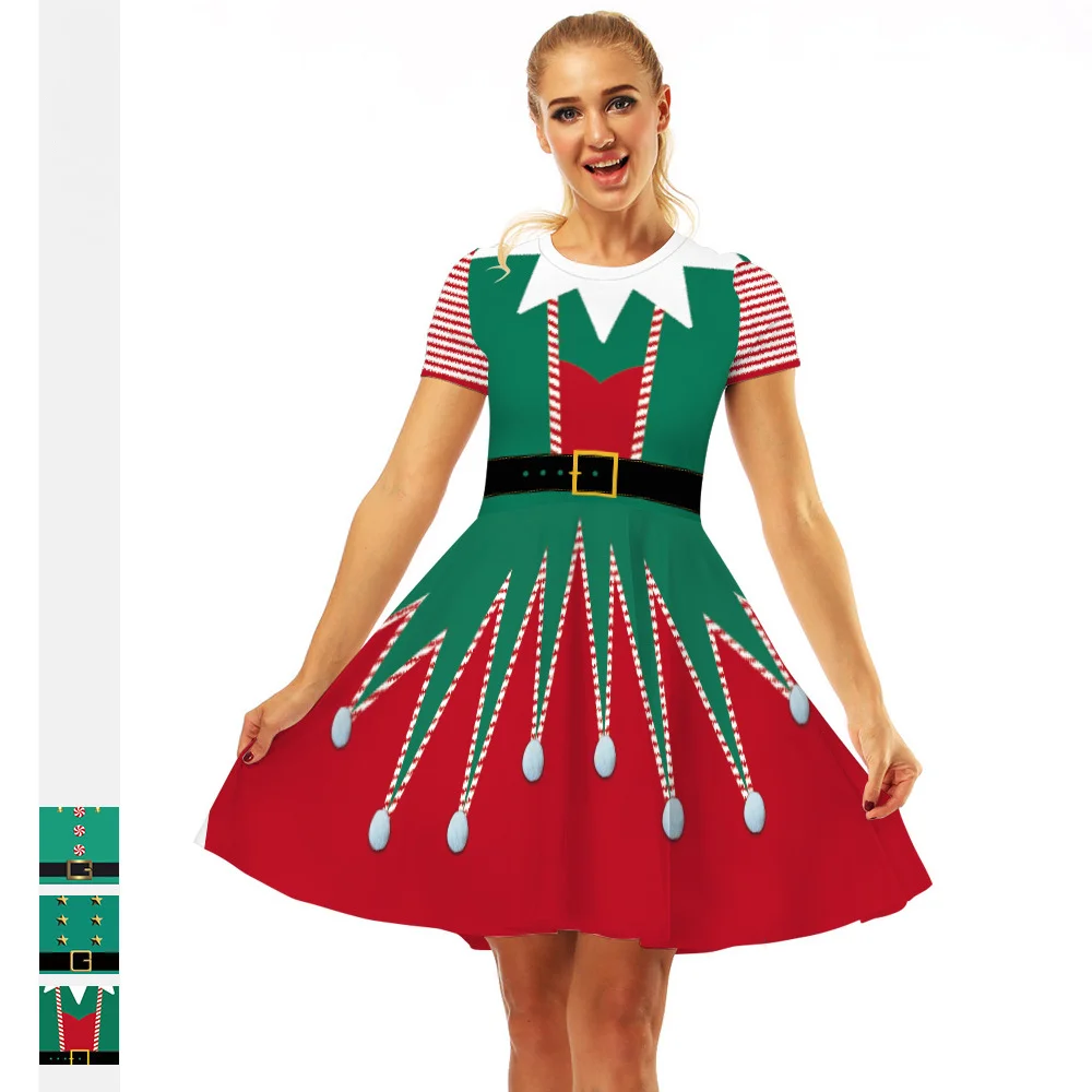 Christmas Dress Women Casual Elegant Print Red Xmas Party Dress Vintage Retro O-neck Short Sleeve A-Line Vestidos Robe Femme
Christmas Dress Women Casual Elegant Print Red Xmas Party Dress Vintage Retro O-neck Short Sleeve A-Line Vestidos Robe Femme