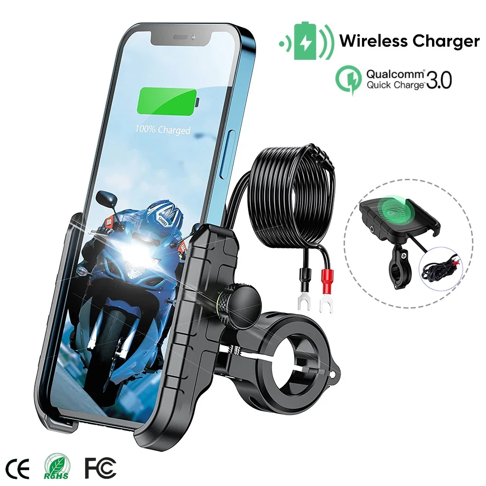 Aluminum Motorcycle Phone Holder for Moto Motorbike Mirror Mobile Stand Support USB Charger Wireless Charging Cellphone Mount
Aluminum Motorcycle Phone Holder for Moto Motorbike Mirror Mobile Stand Support USB Charger Wireless Charging Cellphone Mount