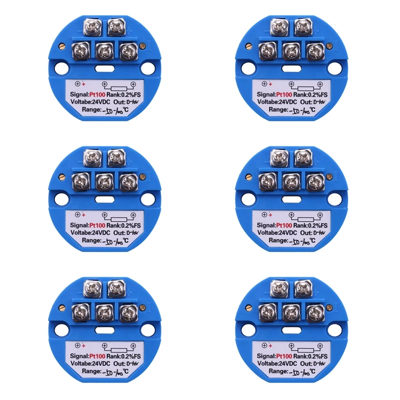 6X RTD PT100 Temperature Transmitter DC24V Minus 50 - 100 Degree Output 0-10V
6X RTD PT100 Temperature Transmitter DC24V Minus 50 - 100 Degree Output 0-10V