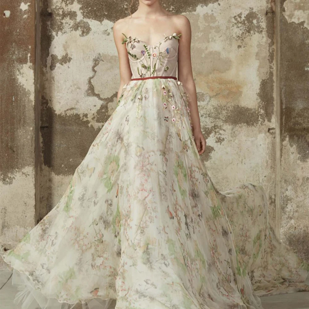 Sexy Backless Prom Dresses Printing Bridal Wedding Dress Mesh Dress Trailing Celebrity Banquet Gown Vestidos De Festa
Sexy Backless Prom Dresses Printing Bridal Wedding Dress Mesh Dress Trailing Celebrity Banquet Gown Vestidos De Festa